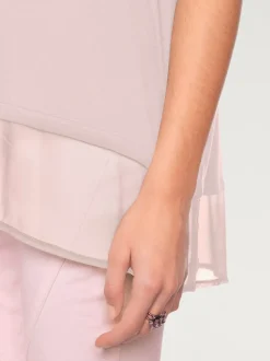 T-shirt ample fluide avec large ourlet en mousseline