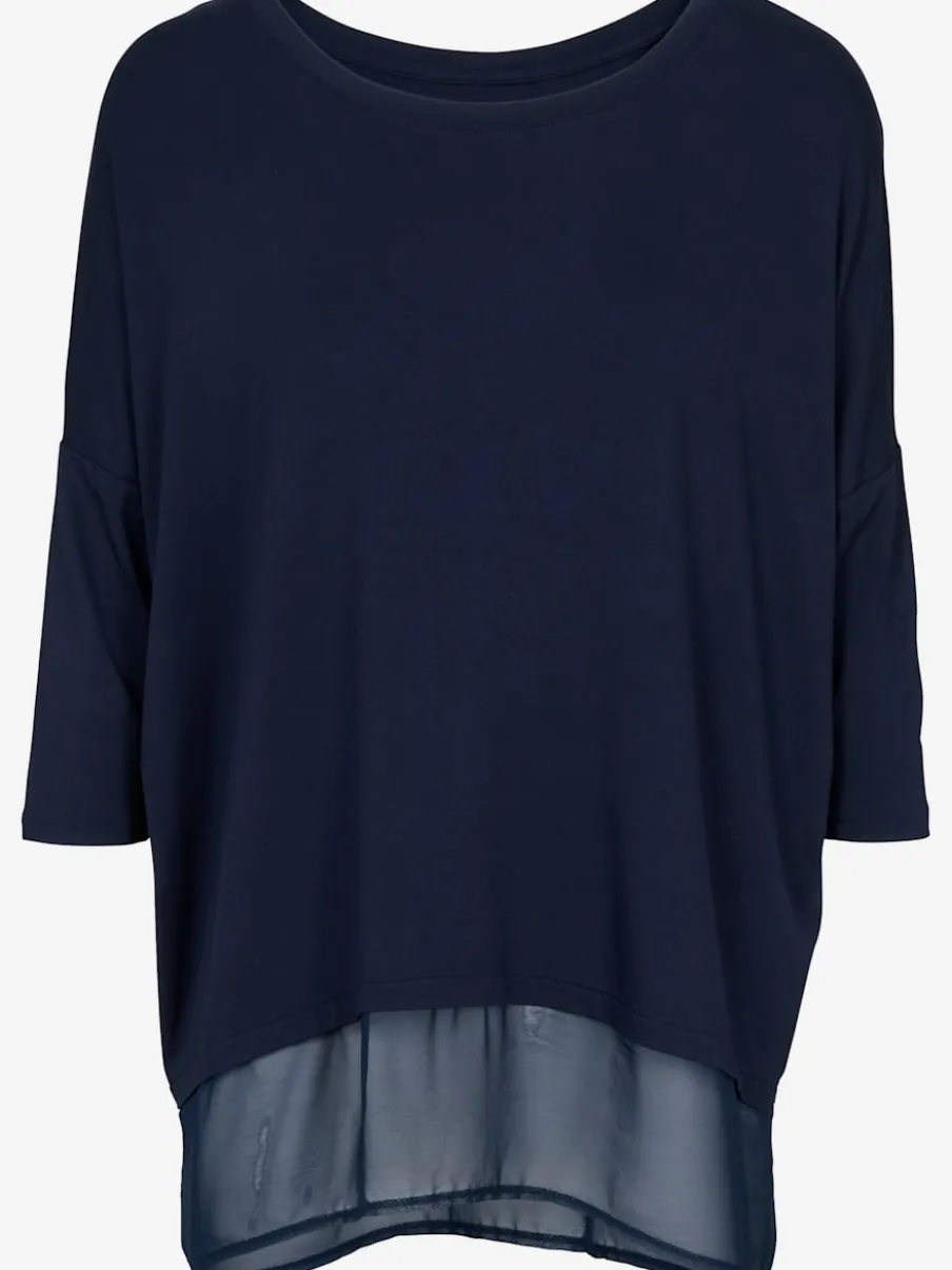 T-shirt ample fluide avec large ourlet en mousseline