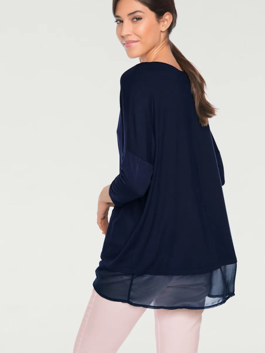 T-shirt ample fluide avec large ourlet en mousseline