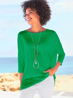 T-shirt ample fluide avec large ourlet en mousseline