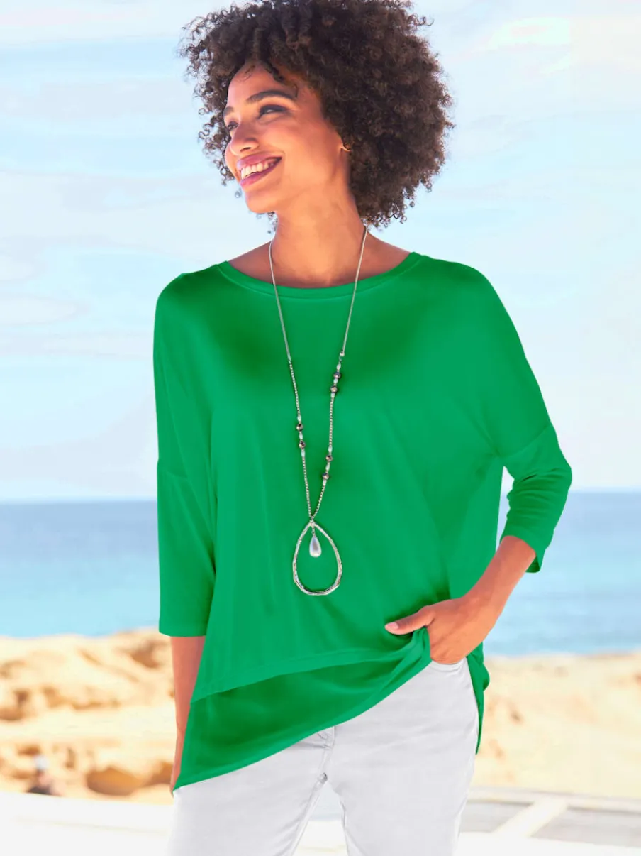 T-shirt ample fluide avec large ourlet en mousseline