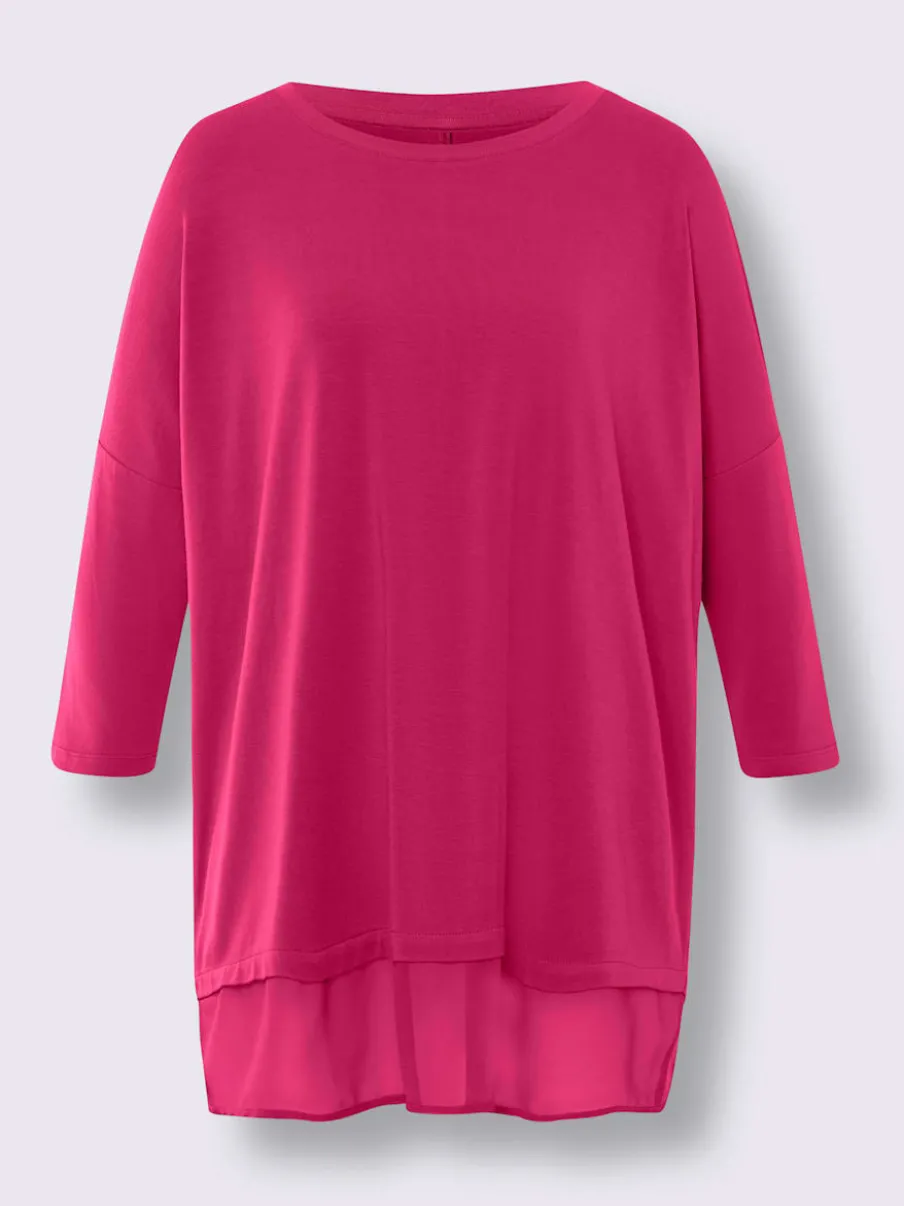 T-shirt ample fluide avec large ourlet en mousseline