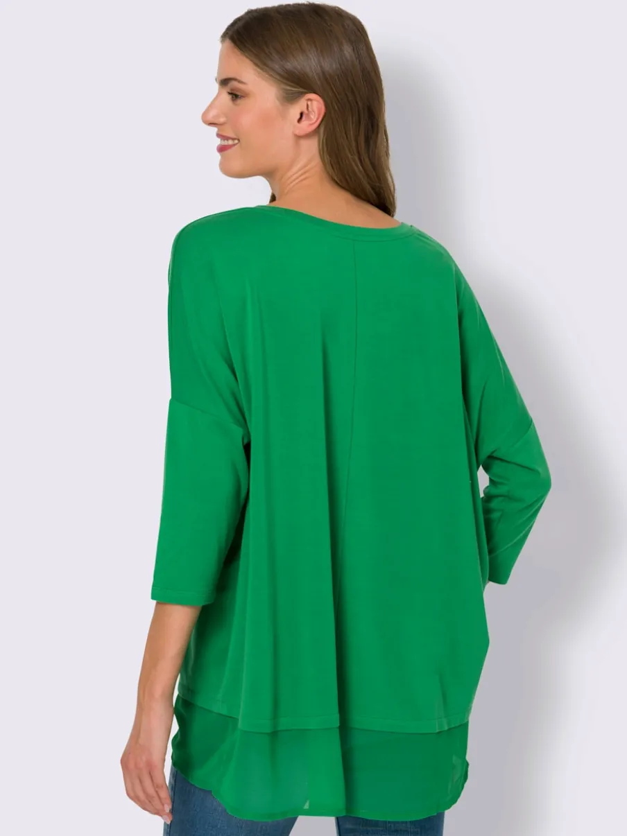 T-shirt ample fluide avec large ourlet en mousseline