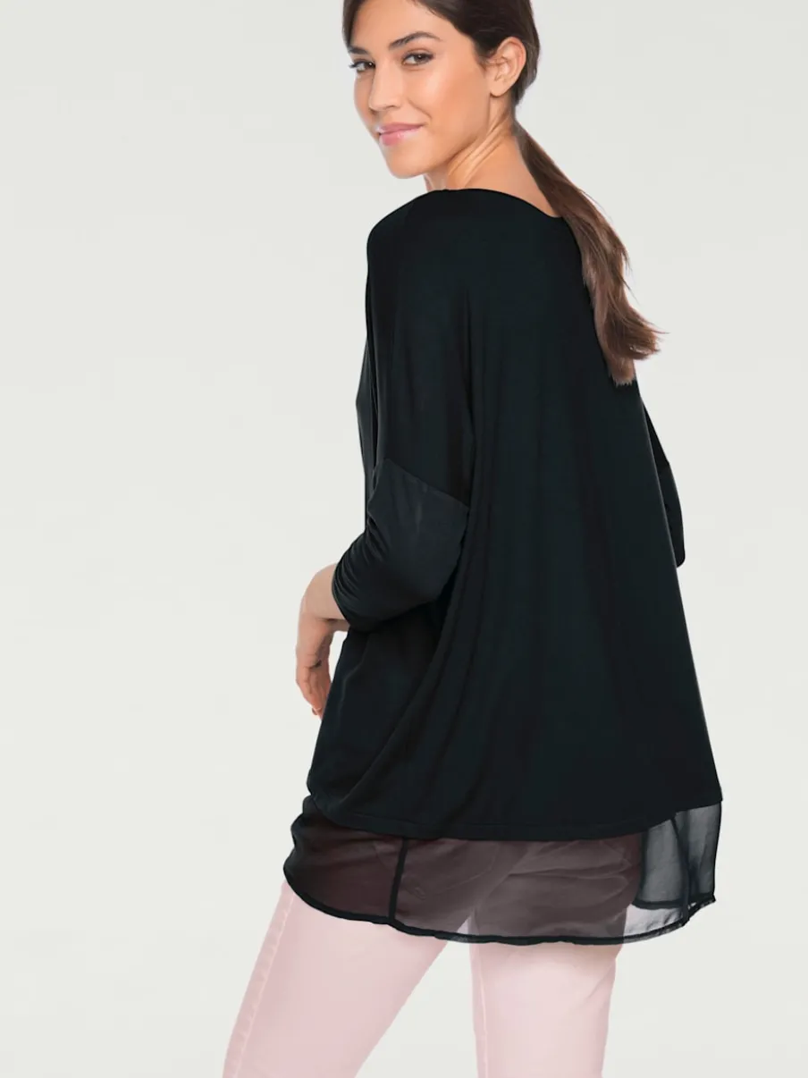 T-shirt ample fluide avec large ourlet en mousseline