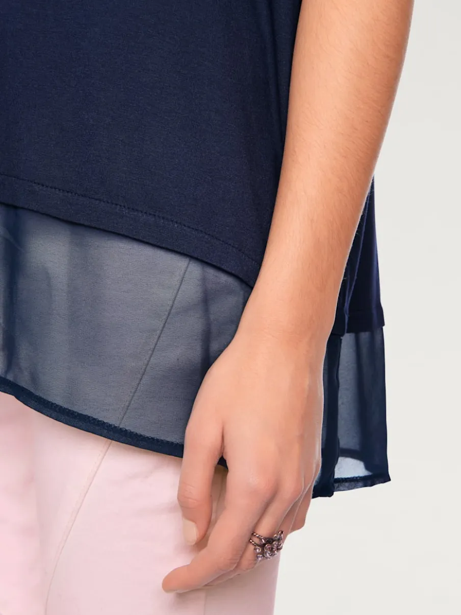 T-shirt ample fluide avec large ourlet en mousseline