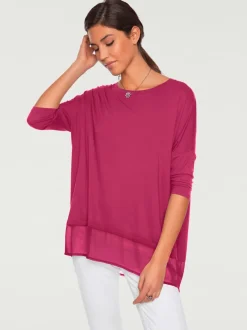 T-shirt ample fluide avec large ourlet en mousseline
