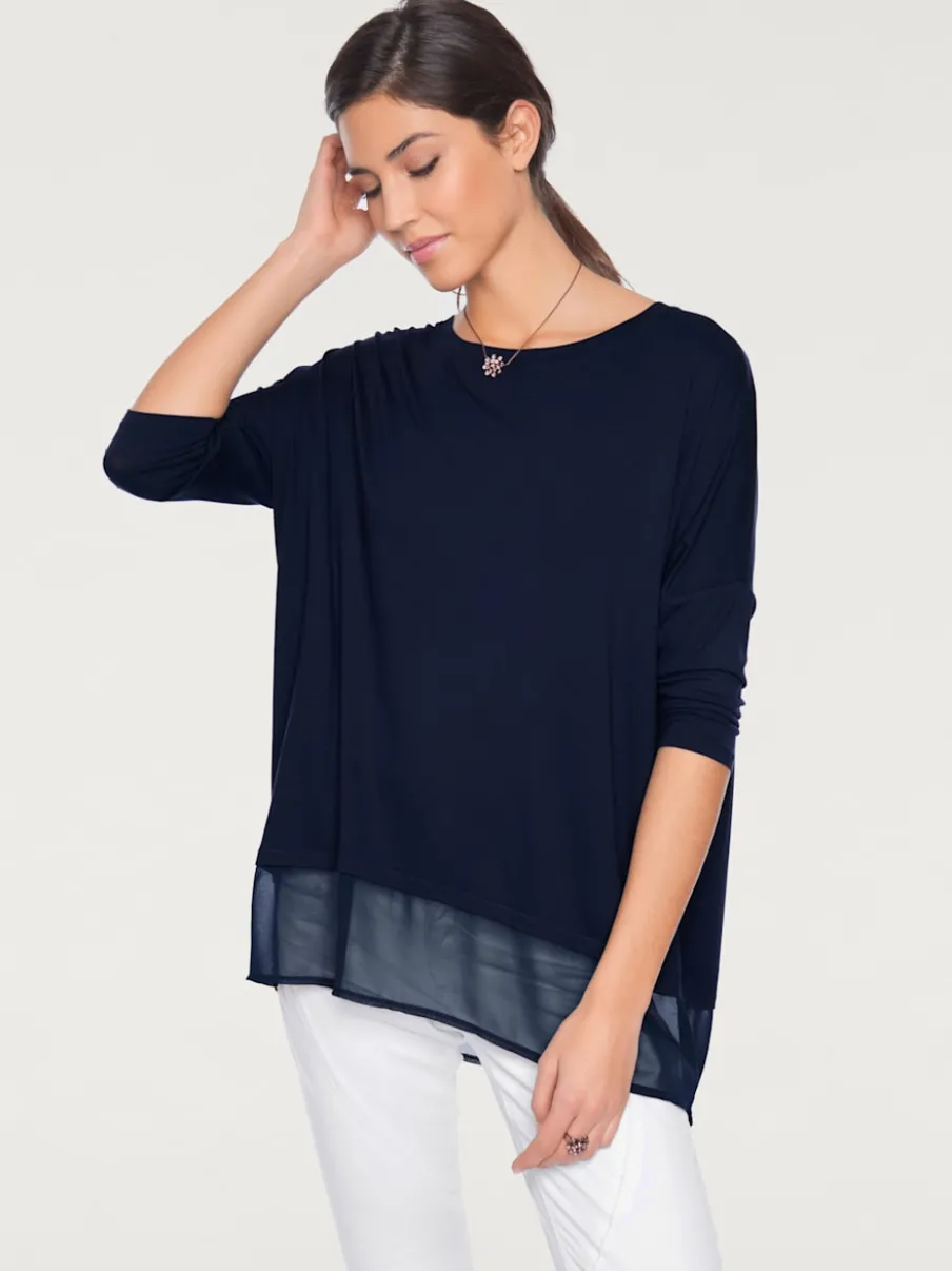 T-shirt ample fluide avec large ourlet en mousseline