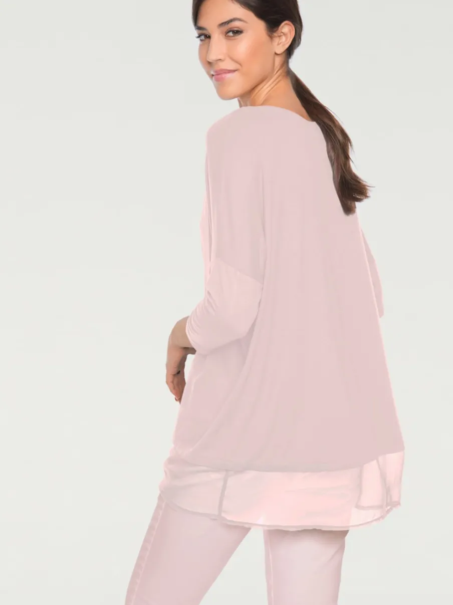 T-shirt ample fluide avec large ourlet en mousseline