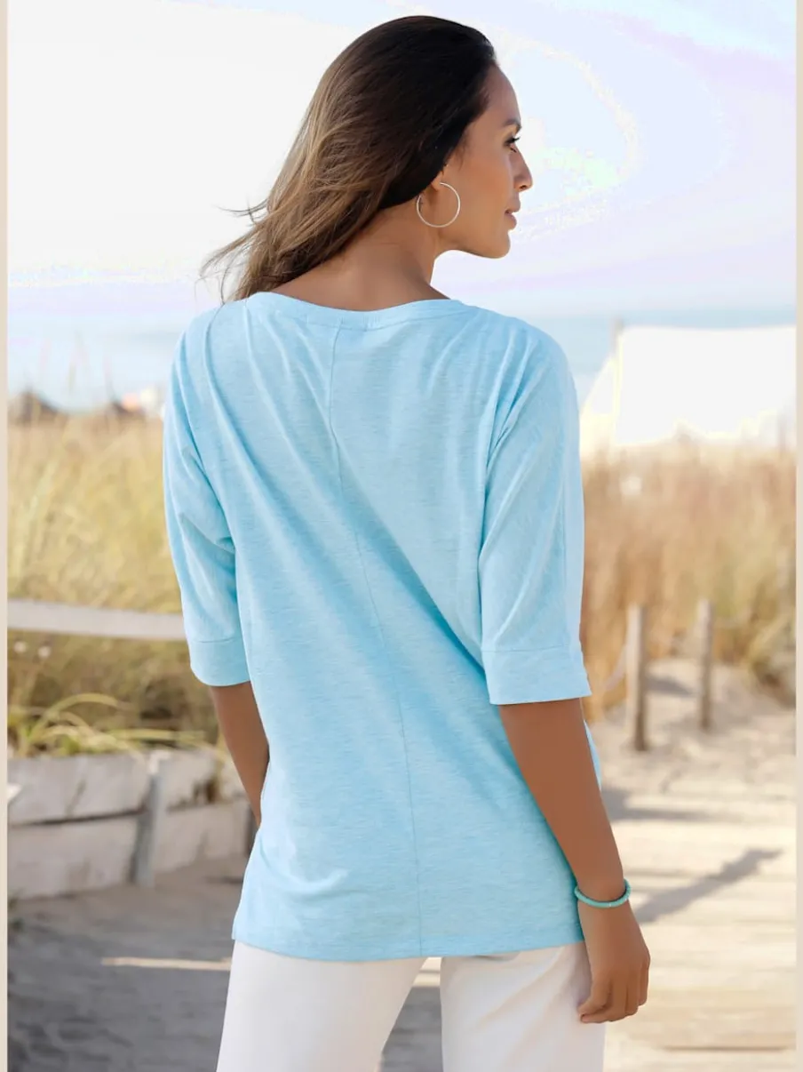 T-shirt ample à manches mi-longues avec logo imprimé