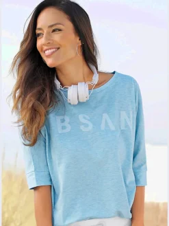 T-shirt ample à manches mi-longues avec logo imprimé