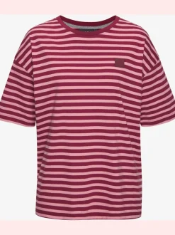 T-shirt ample à rayures avec logo poitrine doux