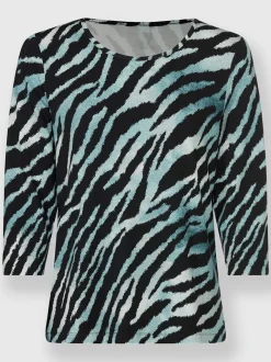 T-shirt animal à encolure ronde et manches 3/4 en viscose ECOVERO