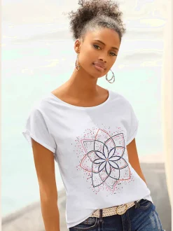T-shirt avec col arrondi et imprimé floral détaillé