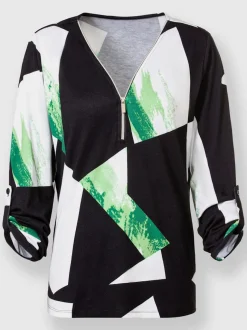 T-shirt avec col en V et motif graphique moderne