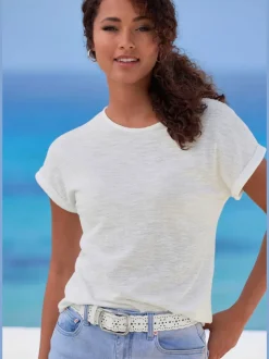 T-shirt avec col rond et manches courtes en polyester recyclé