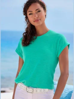 T-shirt avec col rond et manches courtes en polyester recyclé