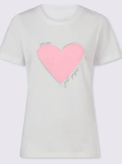 T-shirt avec cœur imprimé et inscription devant manches courtes