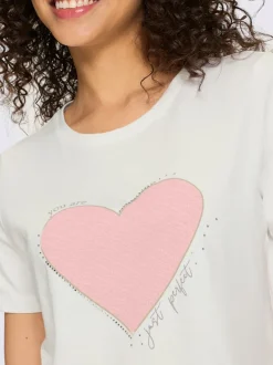 T-shirt avec cœur imprimé et inscription devant manches courtes
