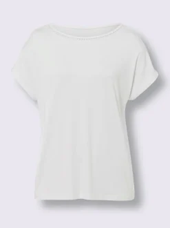 T-shirt avec empiècement en crochet et mancherons décontractés