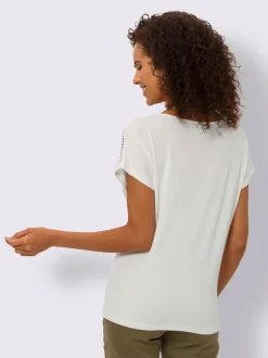 T-shirt avec empiècement en crochet et mancherons décontractés