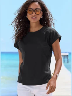T-shirt avec encolure ronde et manches courtes en coton doux