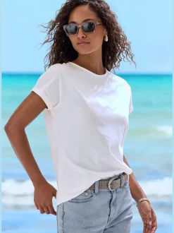 T-shirt avec encolure ronde et manches courtes en coton doux