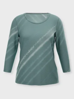 T-shirt avec encolure ronde et manches 3/4 en batik