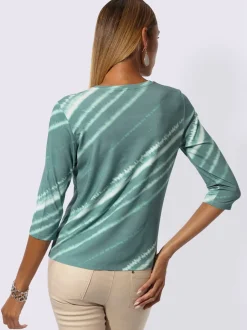 T-shirt avec encolure ronde et manches 3/4 en batik