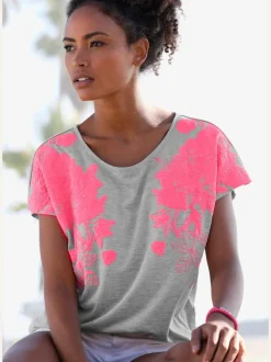T-shirt avec imprimé floral et manches courtes fluides