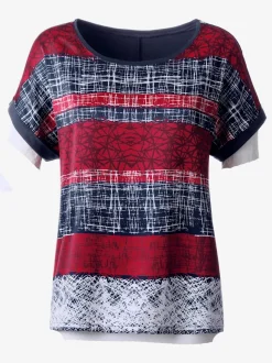 T-shirt avec manches courtes à rayures graphiques variées
