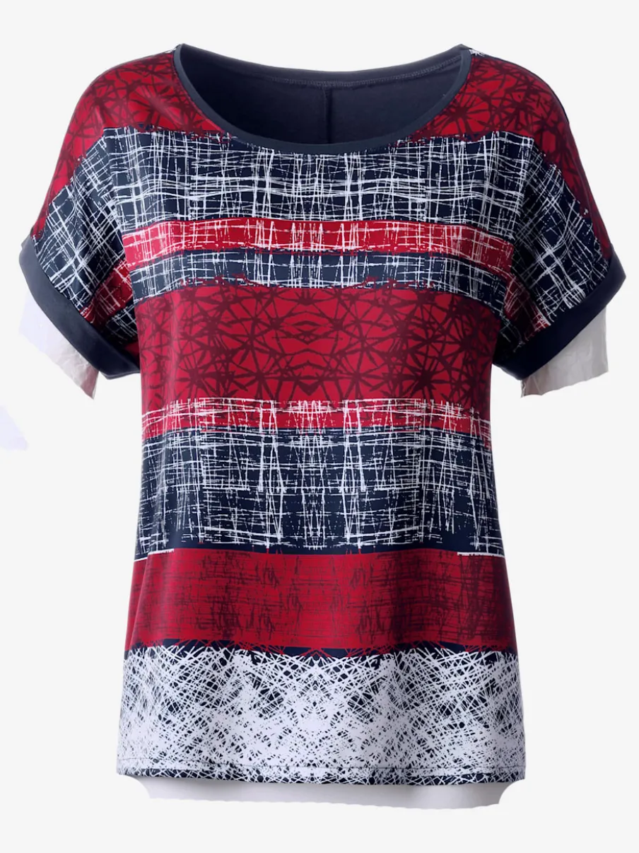 T-shirt avec manches courtes à rayures graphiques variées
