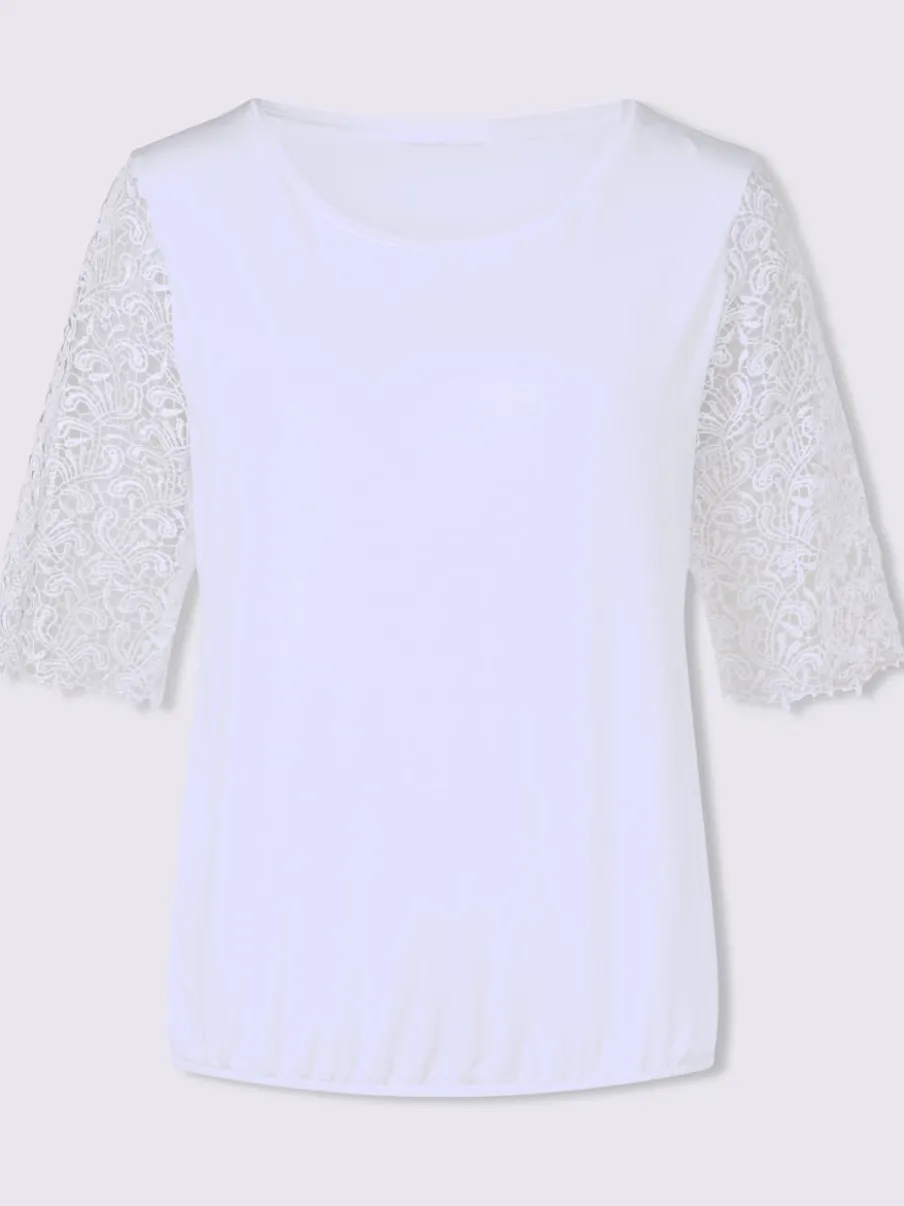T-shirt avec manches en dentelle et finition décontractée