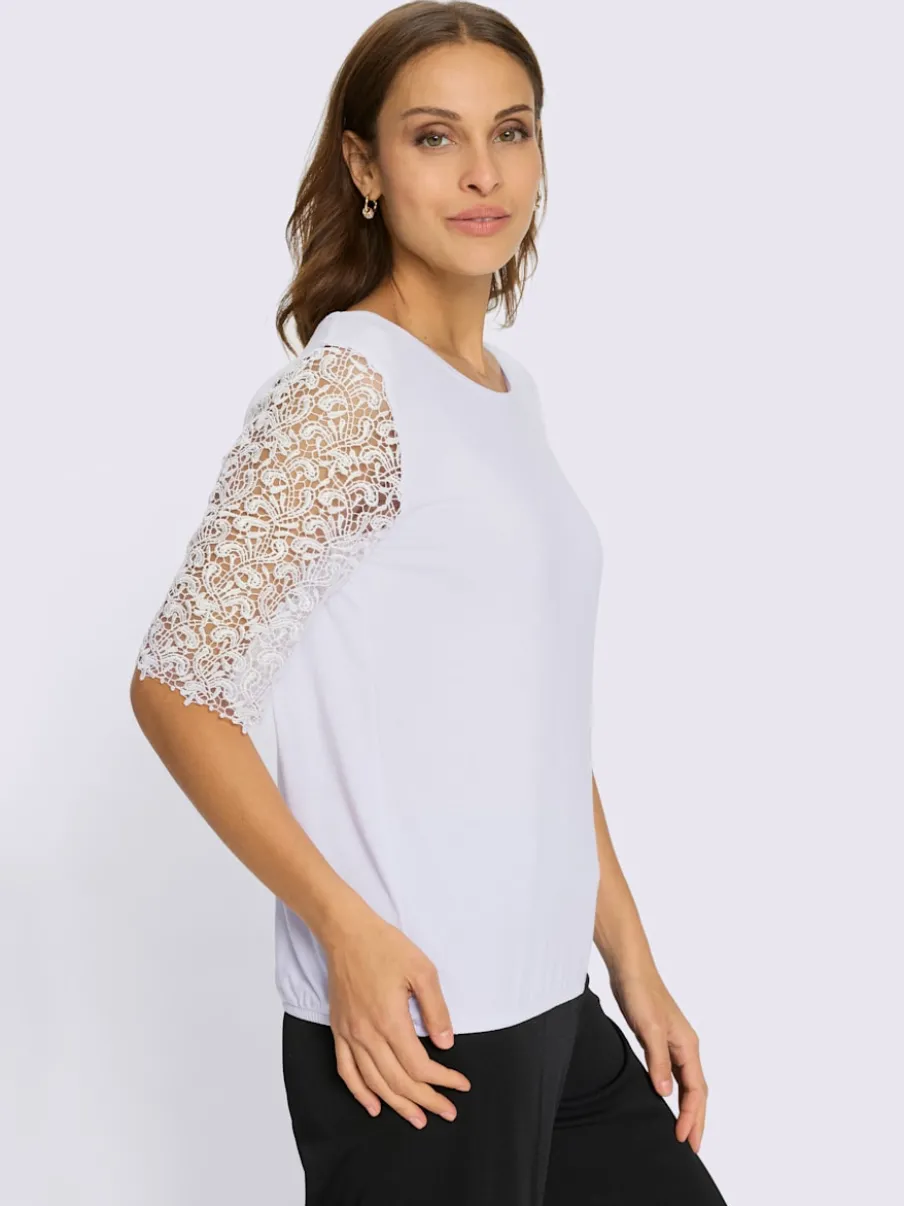 T-shirt avec manches en dentelle et finition décontractée