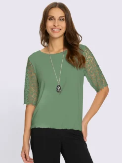 T-shirt avec manches en dentelle et finition décontractée
