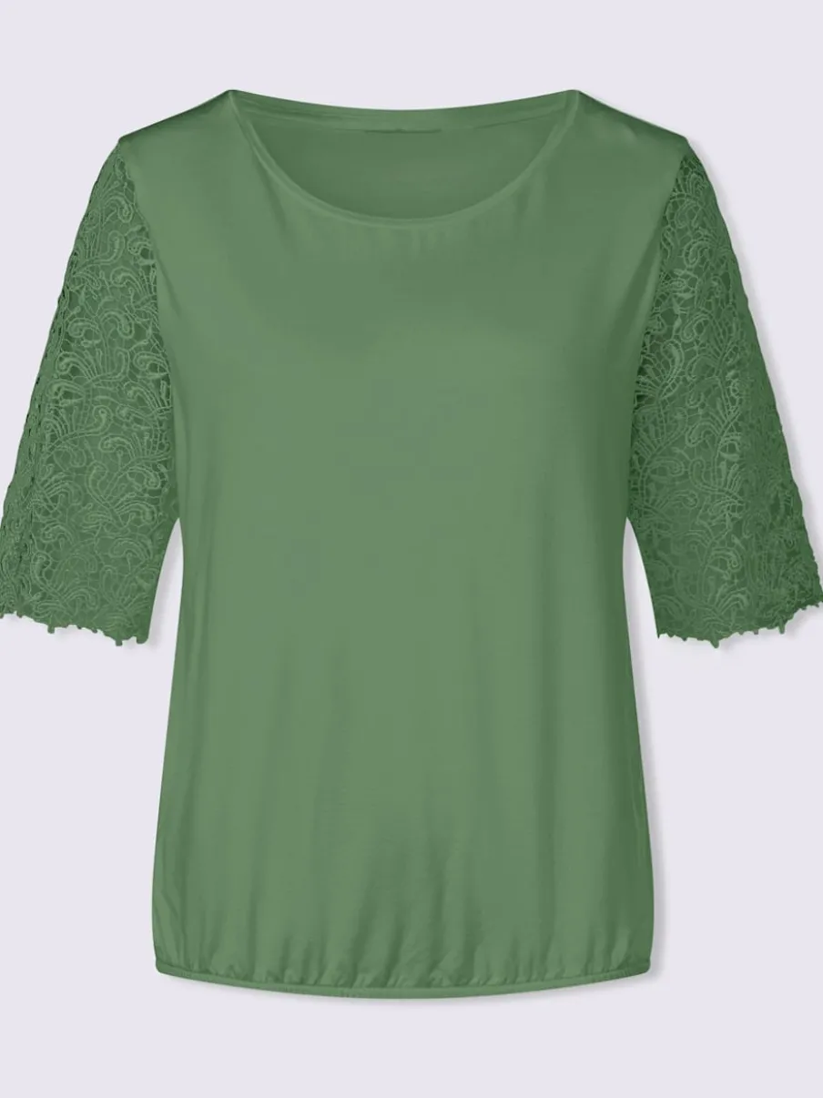 T-shirt avec manches en dentelle et finition décontractée