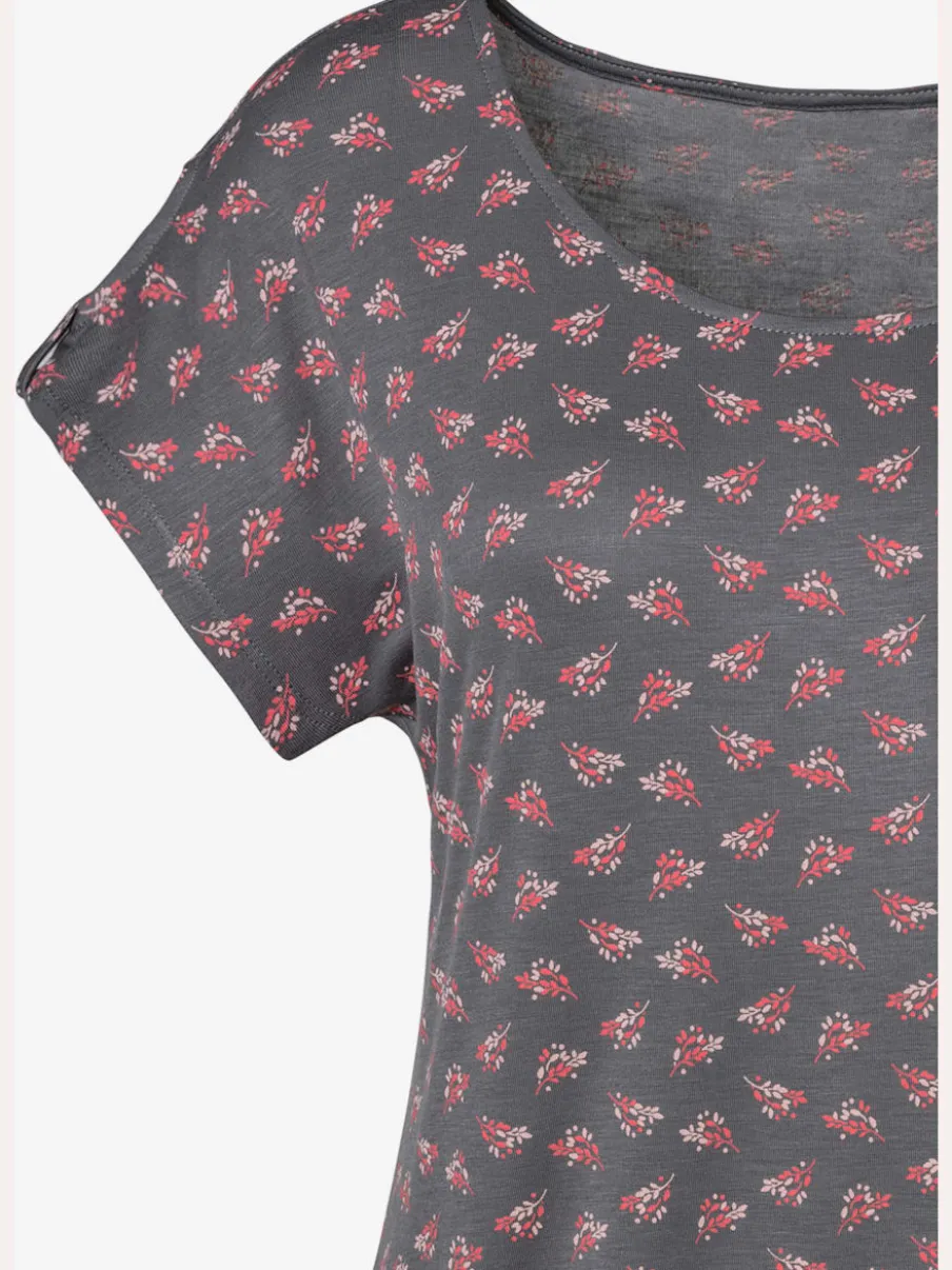 T-shirt avec petit nœud et découpes aux manches fleuries