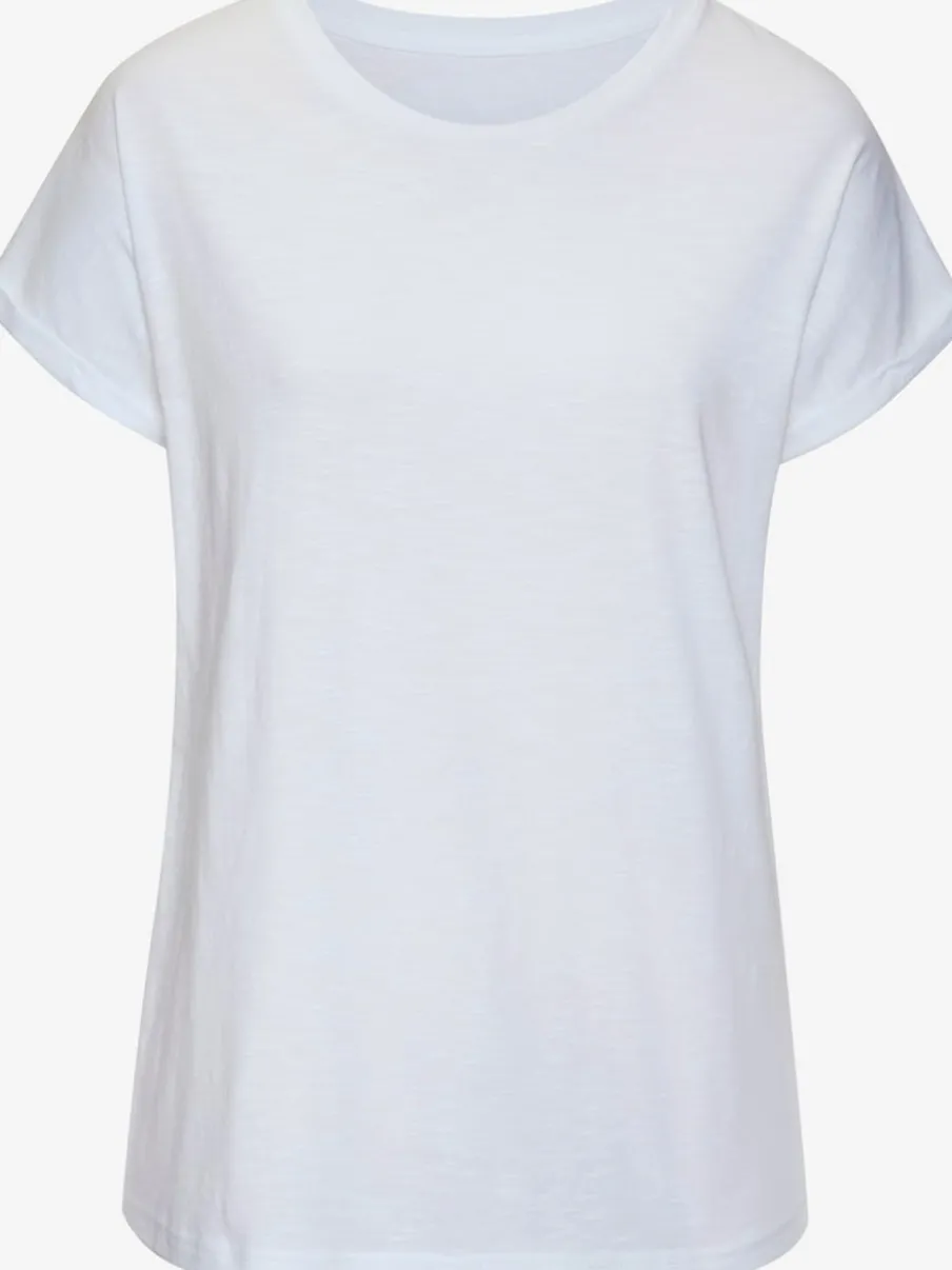 T-shirt basique à col rond avec manches courtes en coton.