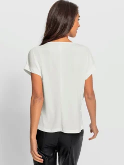 T-shirt cache-cœur fluide avec encolure en V et nœud