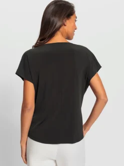 T-shirt cache-cœur fluide avec encolure en V et nœud