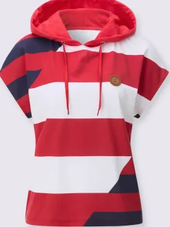 T-shirt à capuche avec motif tricolore et empiècement synthétique