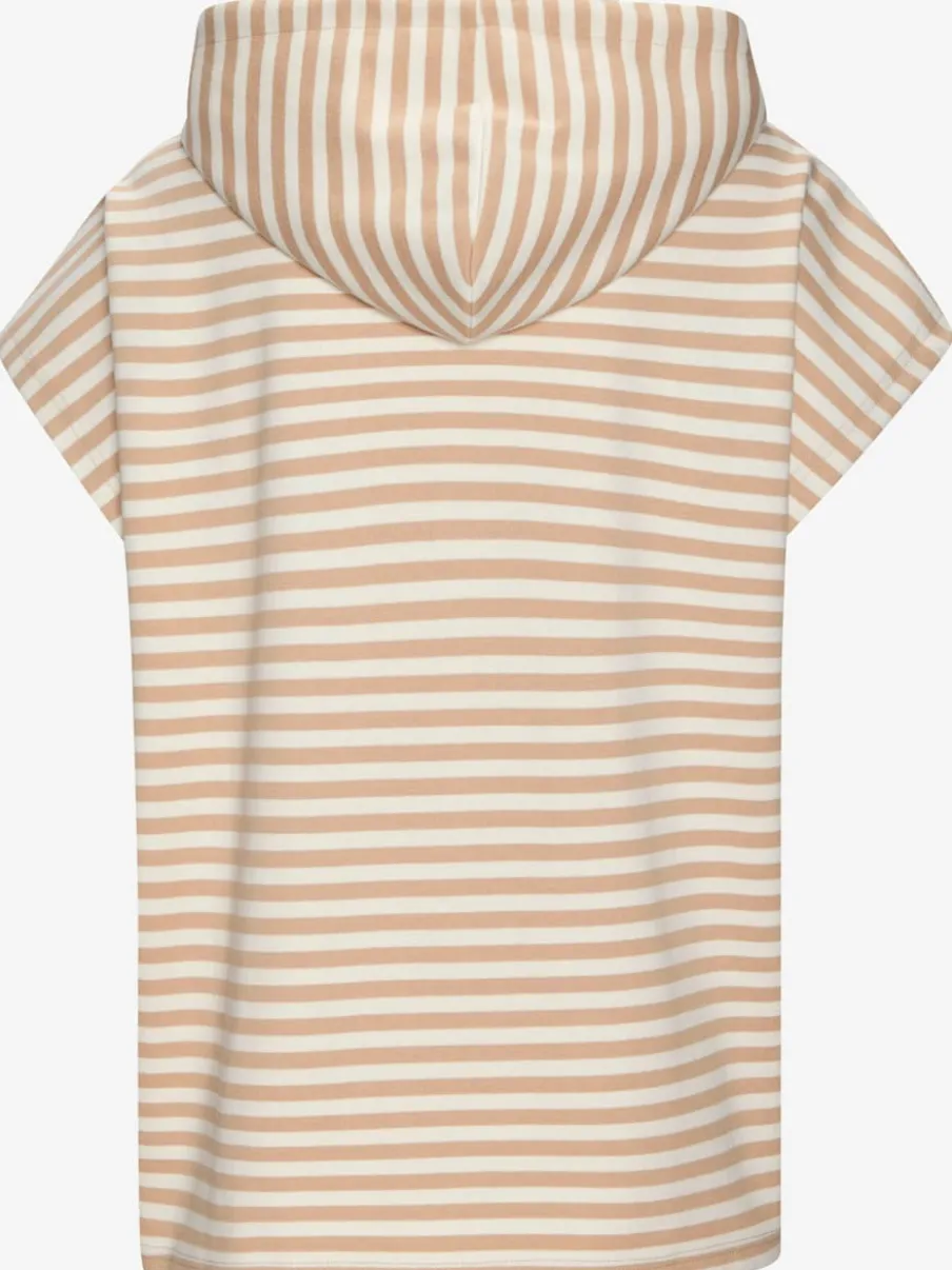 T-shirt à capuche en rayures avec emmanchure large et cordon