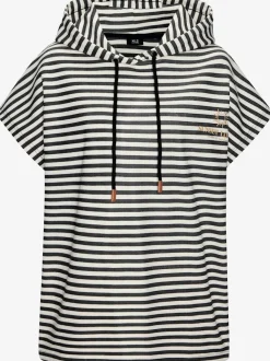 T-shirt à capuche en rayures avec emmanchure large et cordon