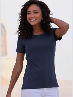 T-shirt classique à encolure ronde avec manches courtes en jersey doux