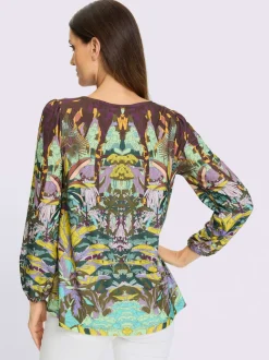 T-shirt col bénitier à motif jungle imprimé recyclé