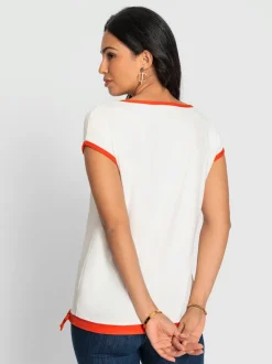 T-shirt à col en U avec imprimé graphique fluide