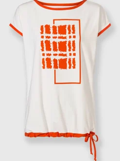 T-shirt à col en U avec imprimé graphique fluide