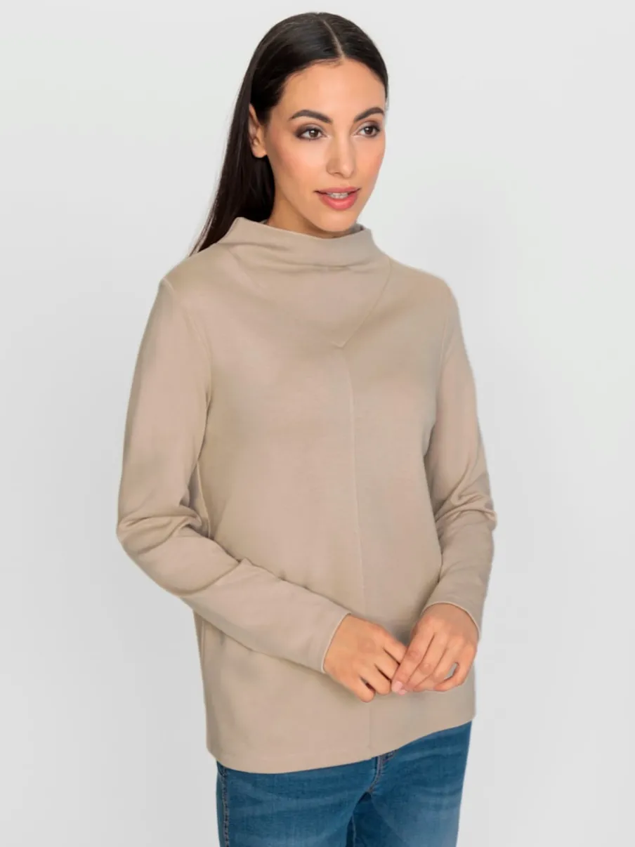 T-shirt à col montant avec couture centrale devant douce