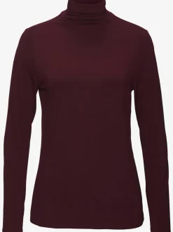 T-shirt à col montant avec fronces aux manches longues