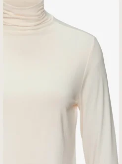 T-shirt à col montant avec fronces aux manches longues
