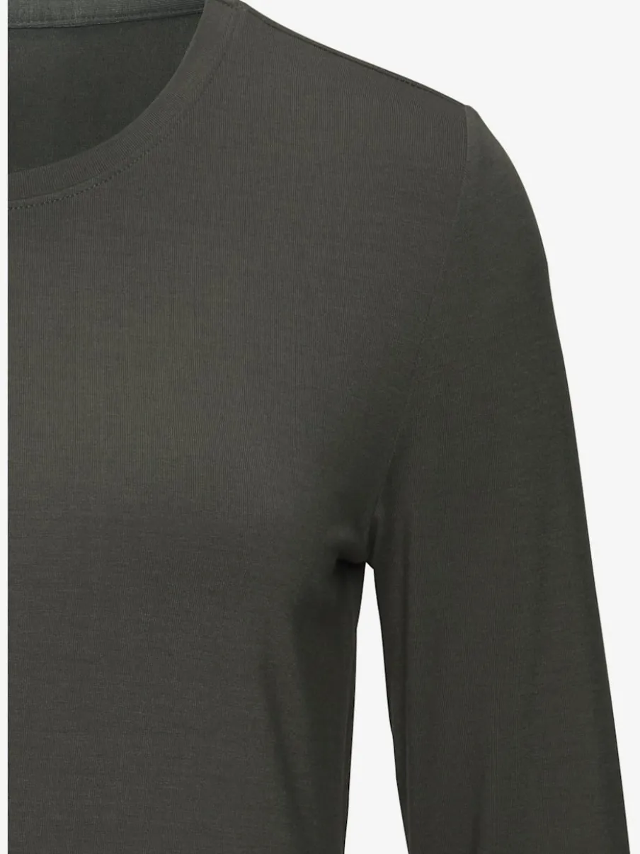 T-shirt à col montant avec fronces aux manches longues